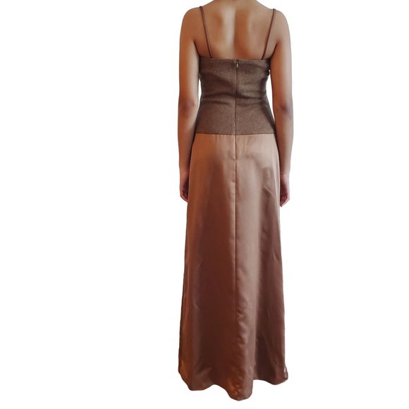 Vintage Jim Hjelm Occasions Tan/Brown Evening Gown with Cardigan Size 4 - Picture 5 of 16